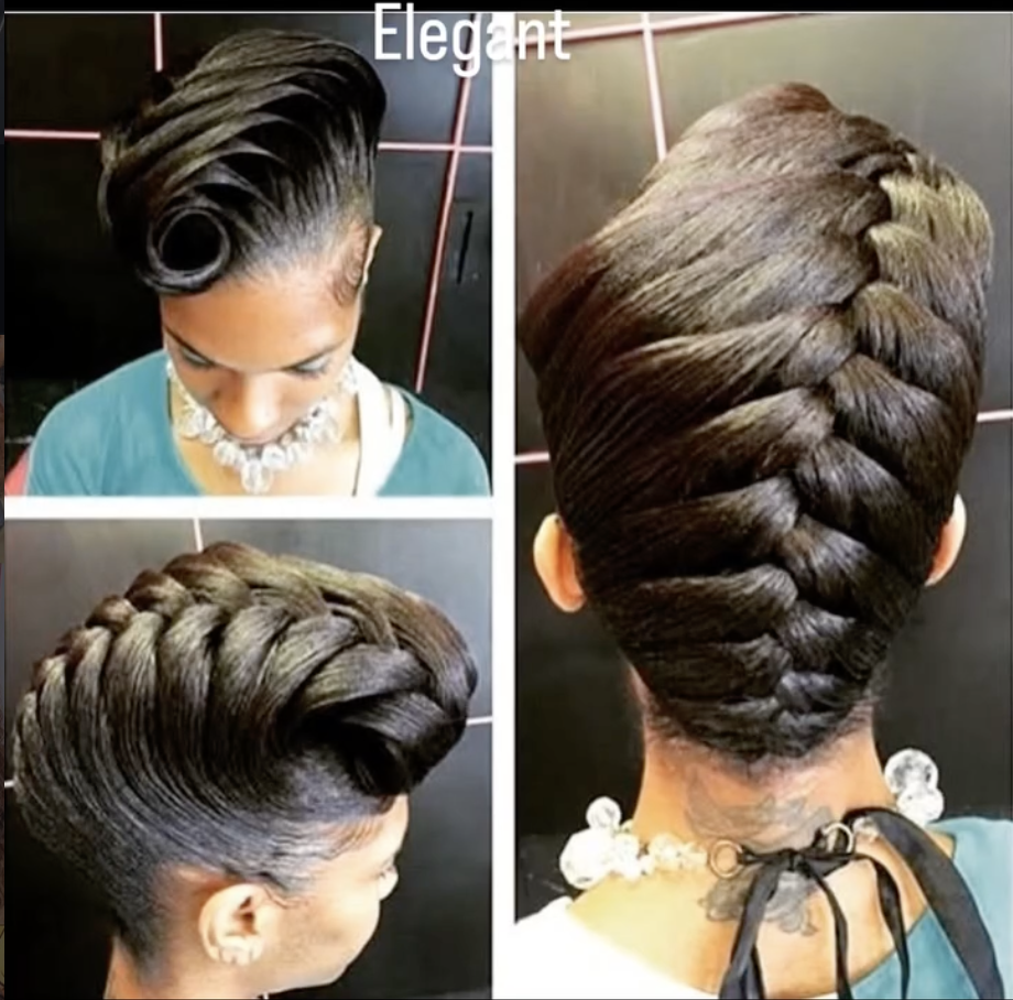Elegant braided updo styled by Shazz