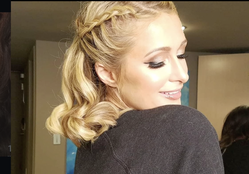 Paris Hilton soft curled braid styled by Shazz