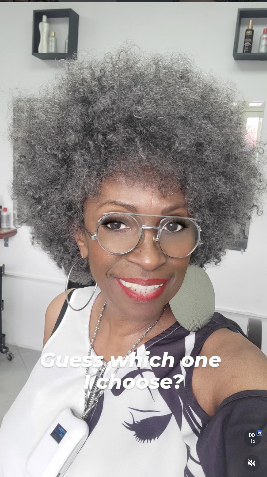 Voluminous silver natural afro